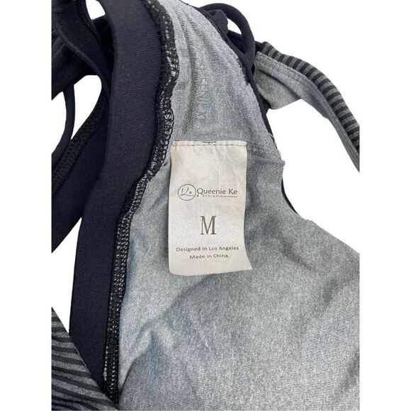 Queenie Ke Women's Pinstripes 2-in-1 Yoga Top Gray Medium - Picture 8 of 9
